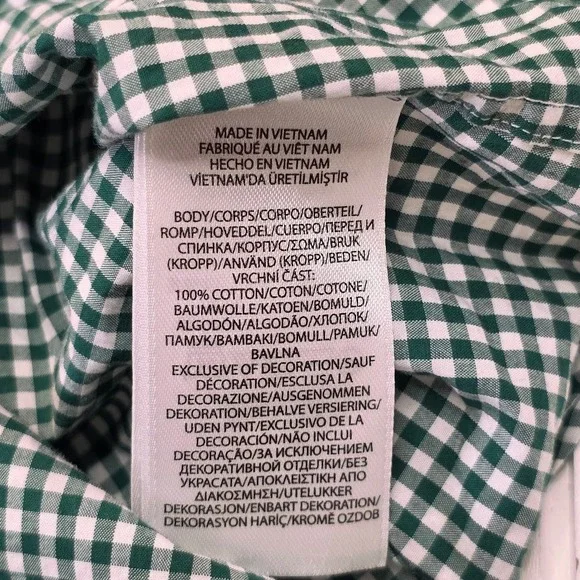Polo Ralph Lauren Men's M Button Down Shirt Green Gingham Slim Fit Long Sleeve - Picture 5 of 8